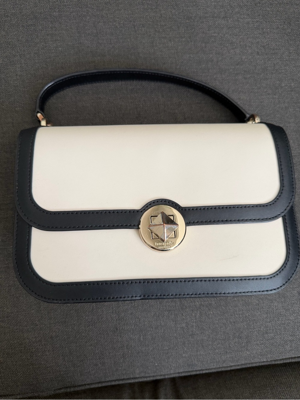 Kate Spade turnlock Classic Two-Tone Crossbody Bag in White and Black